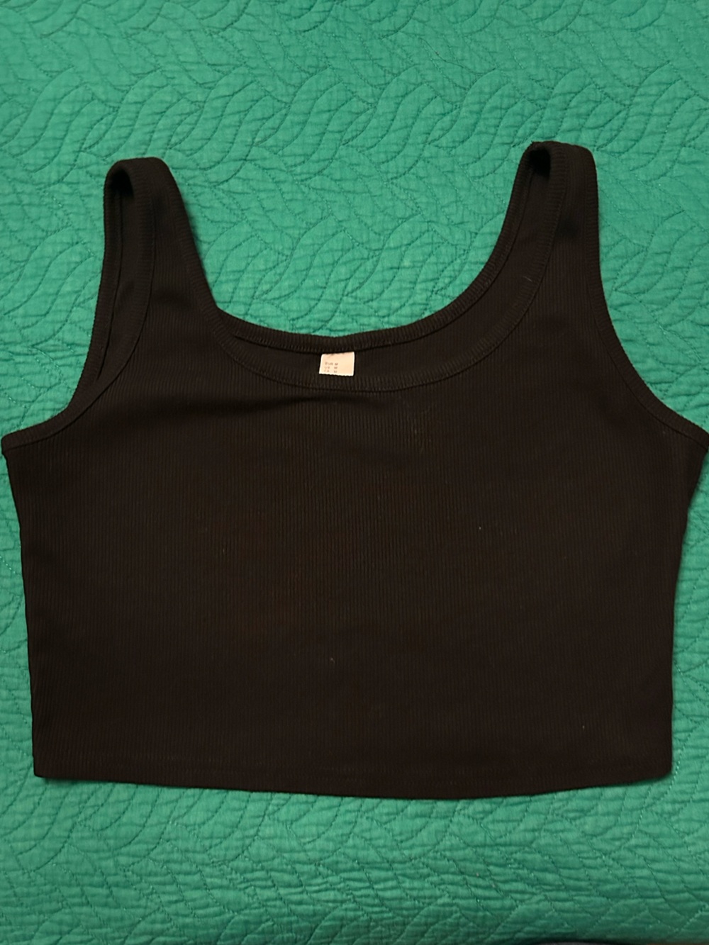 Women's Black Ribbed Cropped Tank Top